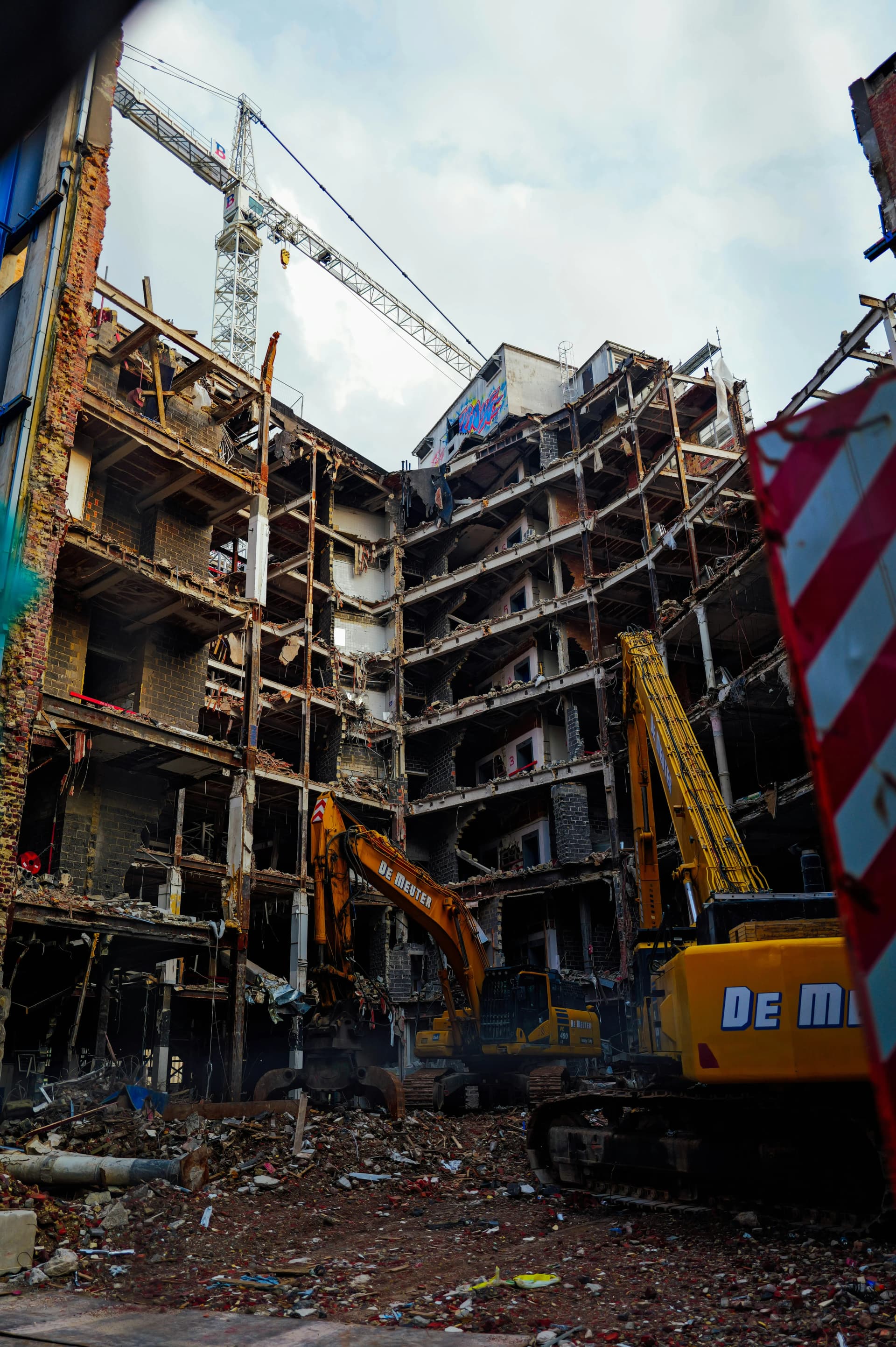 Demolition materials being segregated for recycling and responsible disposal