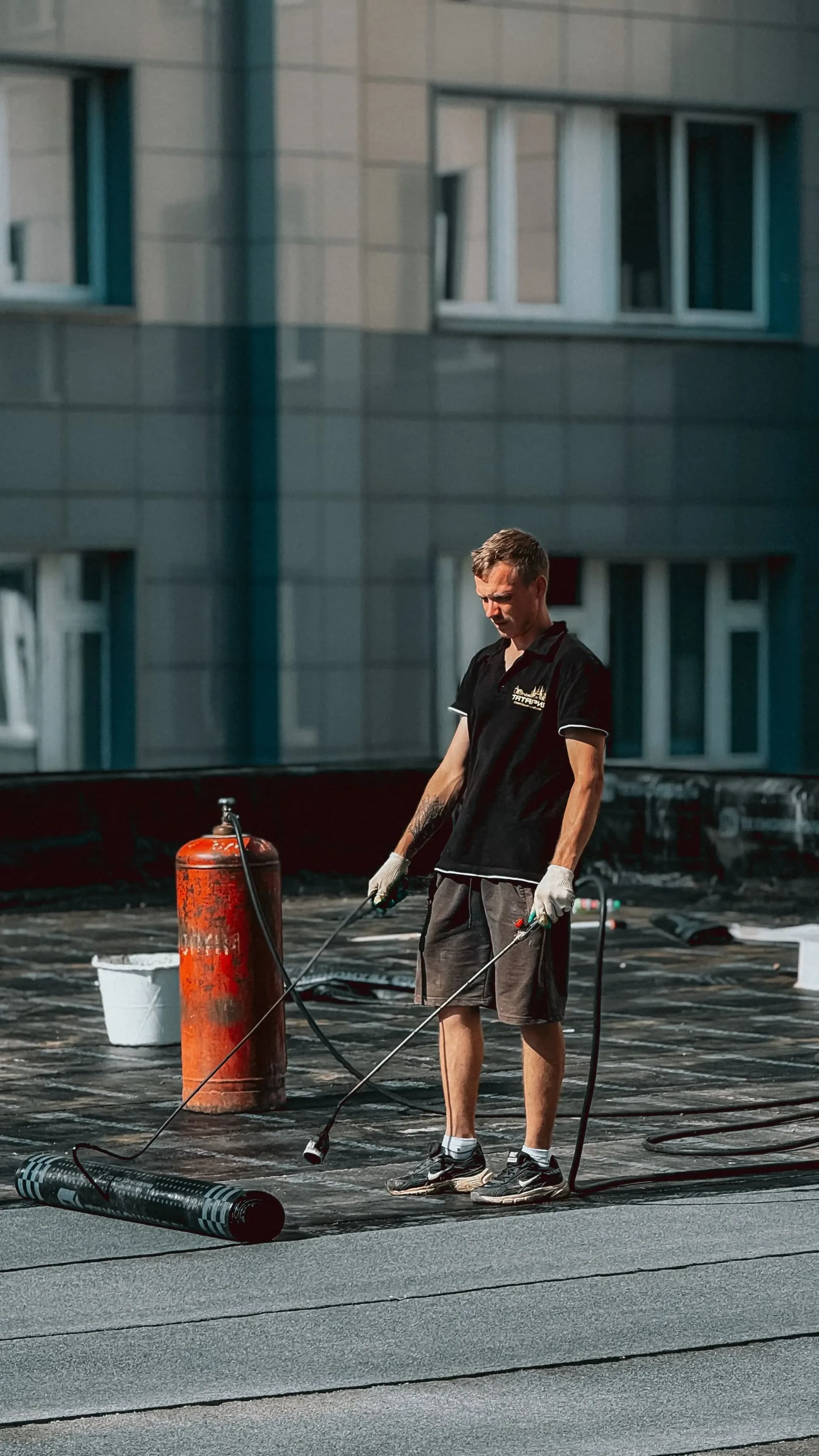 Commercial flat roofing work carried out by skilled roofing specialists