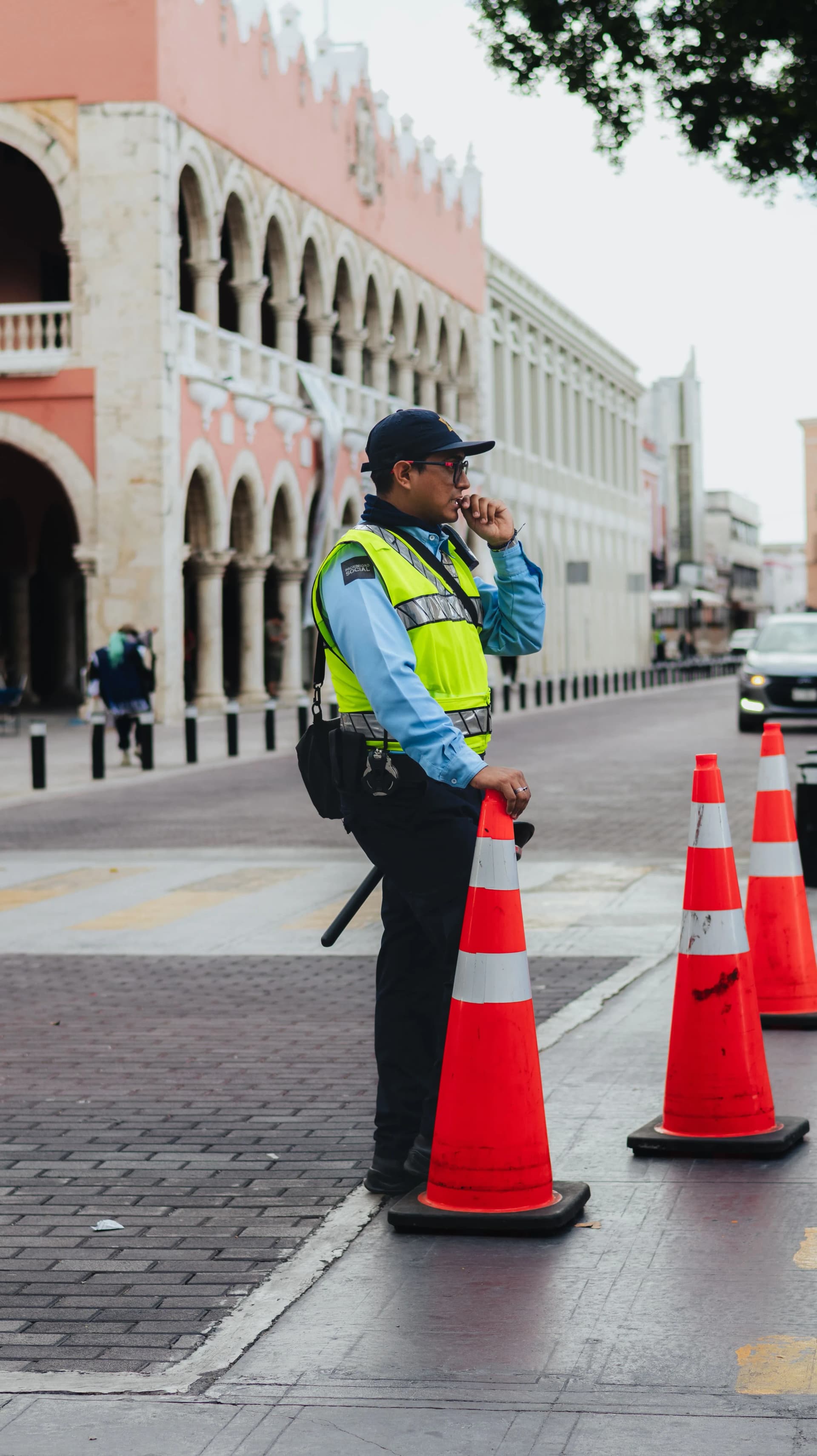 Security guard monitoring a construction site