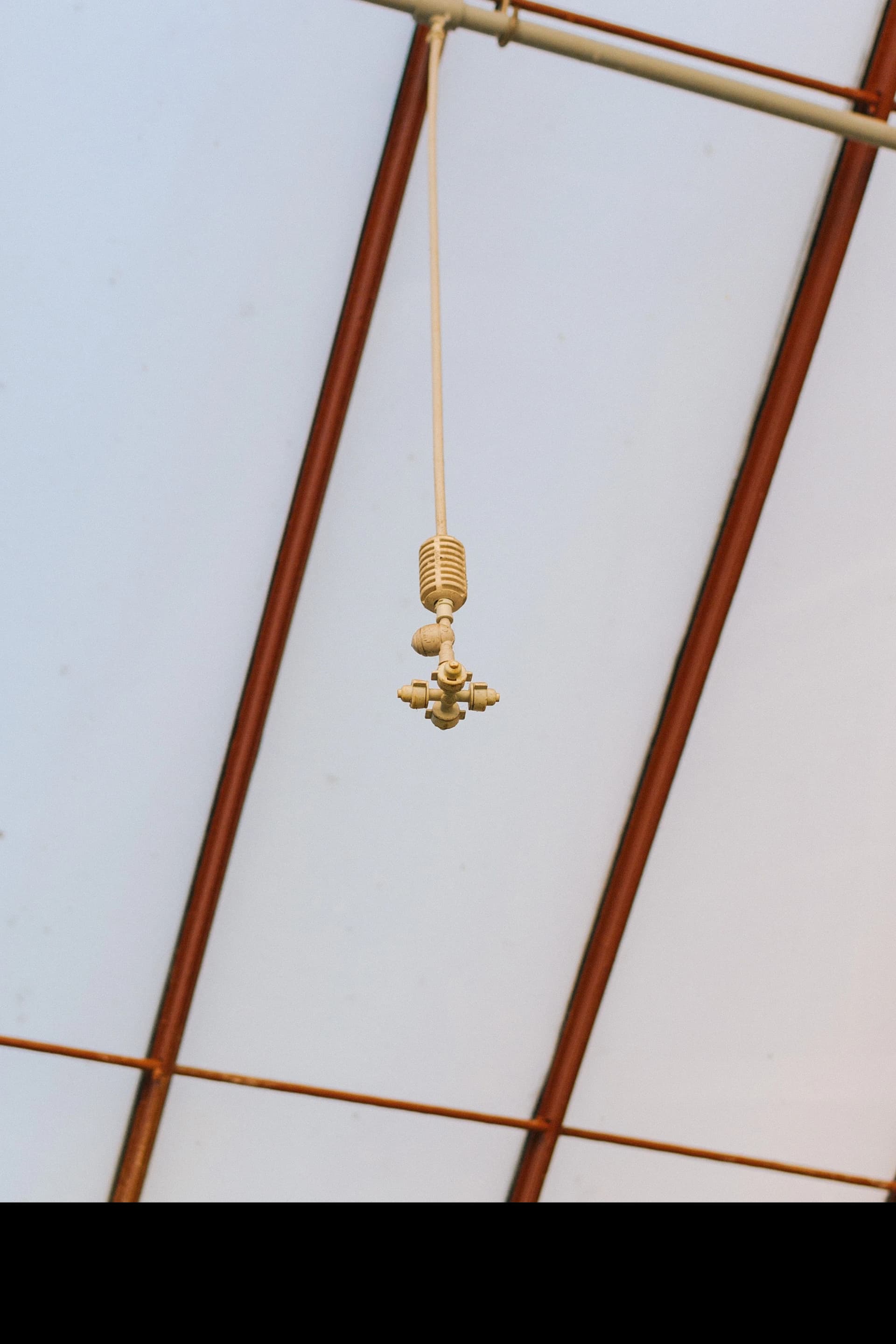 Fire sprinkler installed on a ceiling as part of a sprinkler system