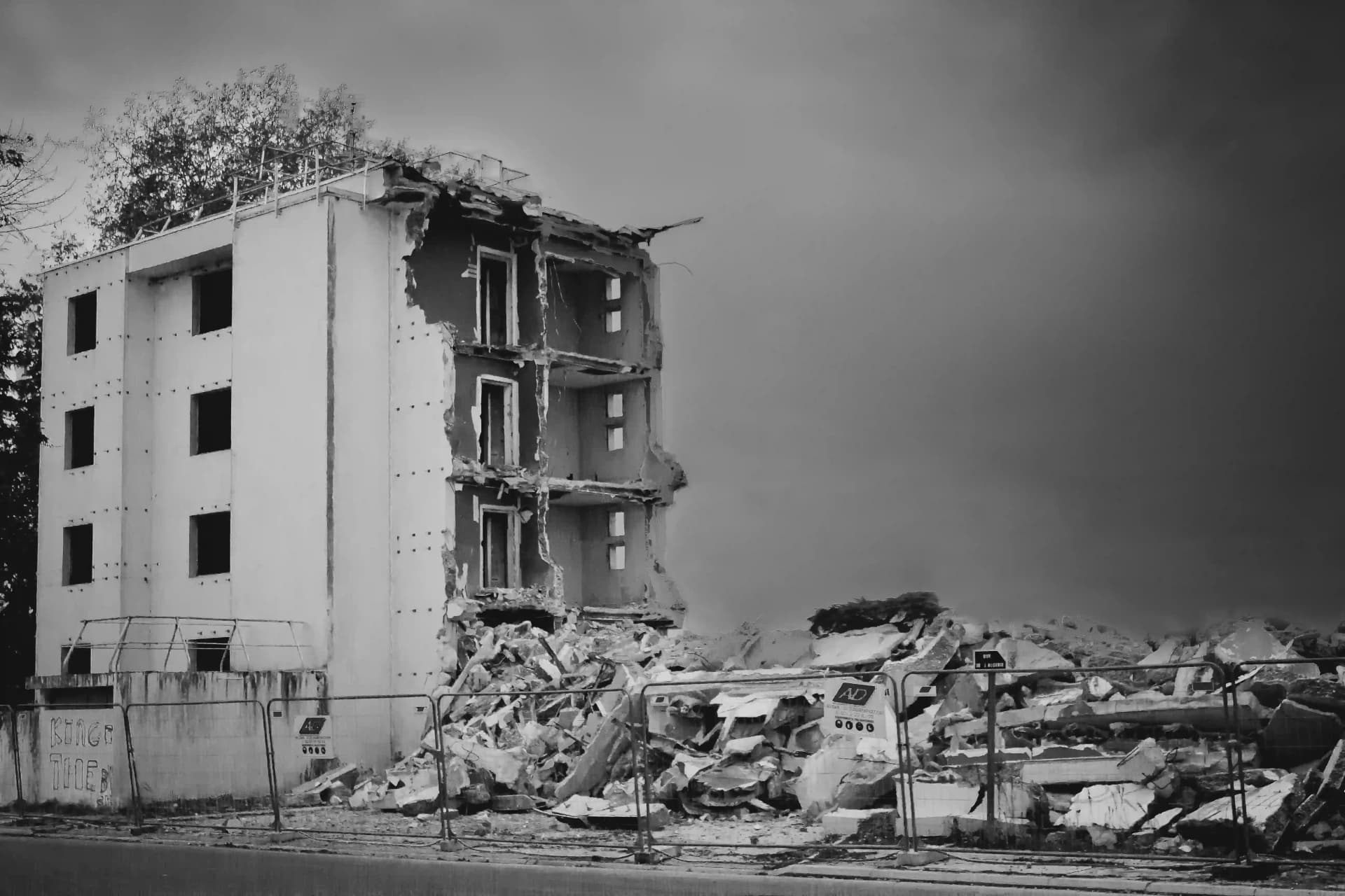 Professional demolition team working safely on an industrial demolition project
