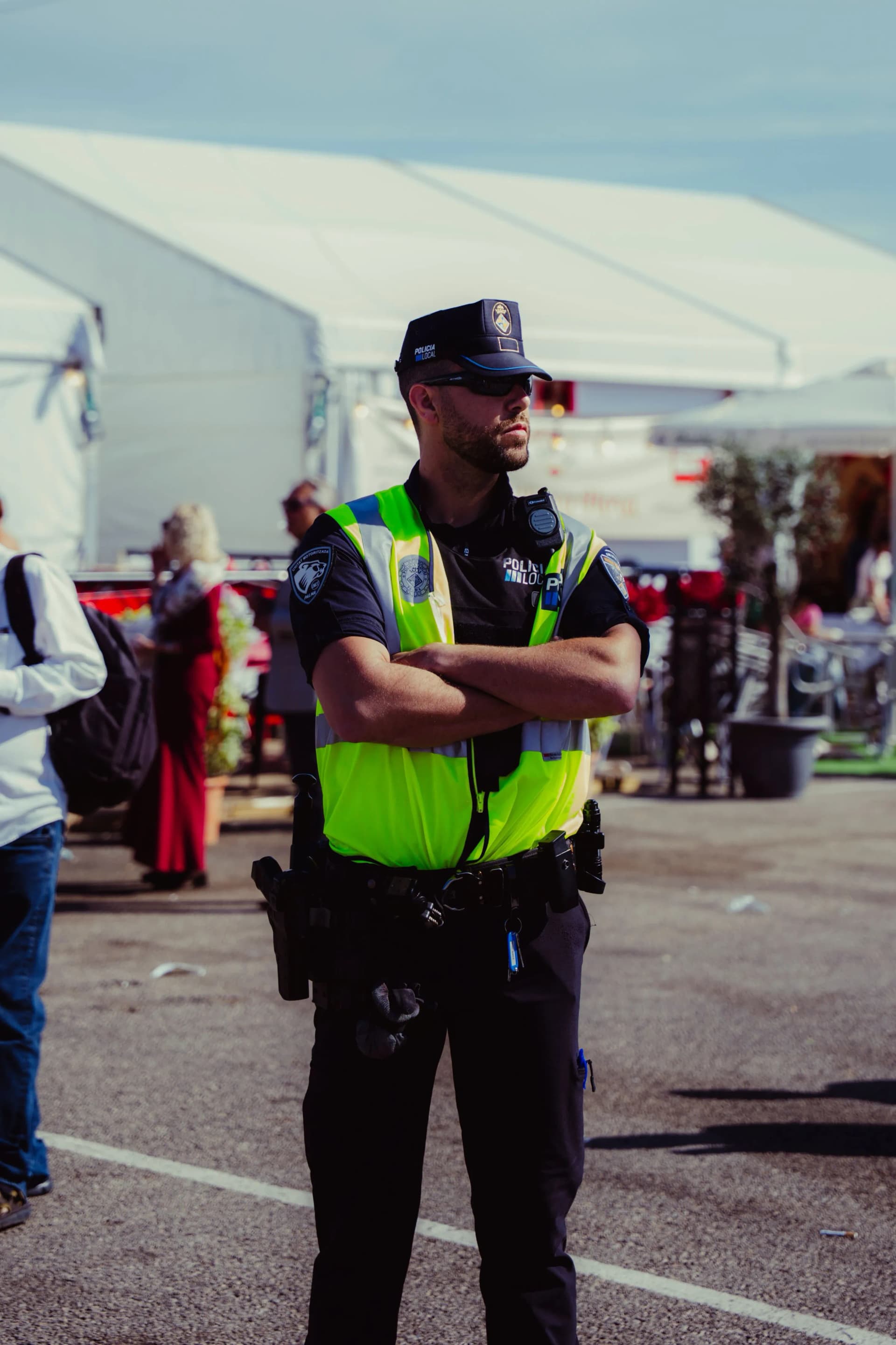 Security guard providing professional manned guarding services
