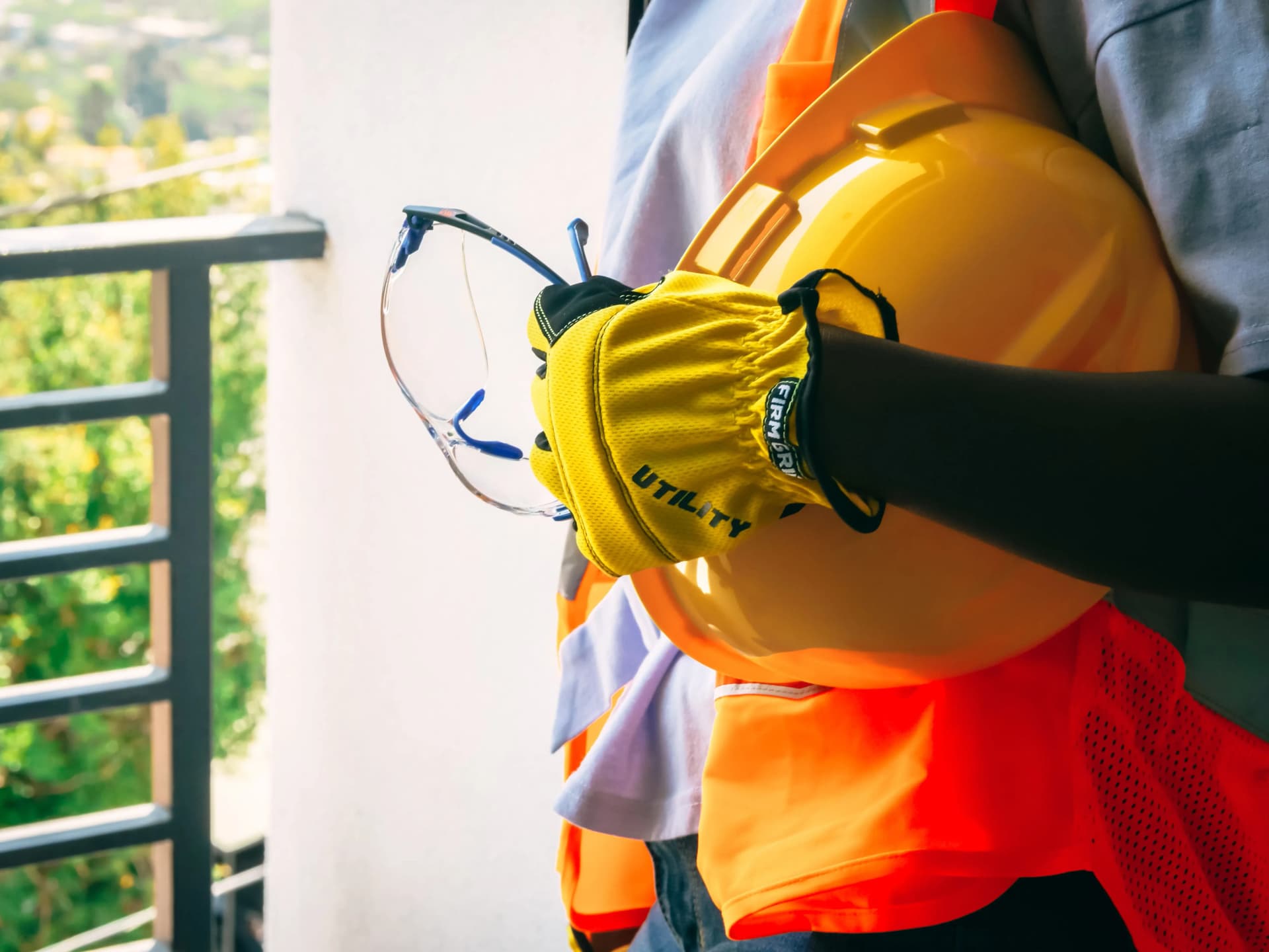 Person wearing protective equipment at a construction site